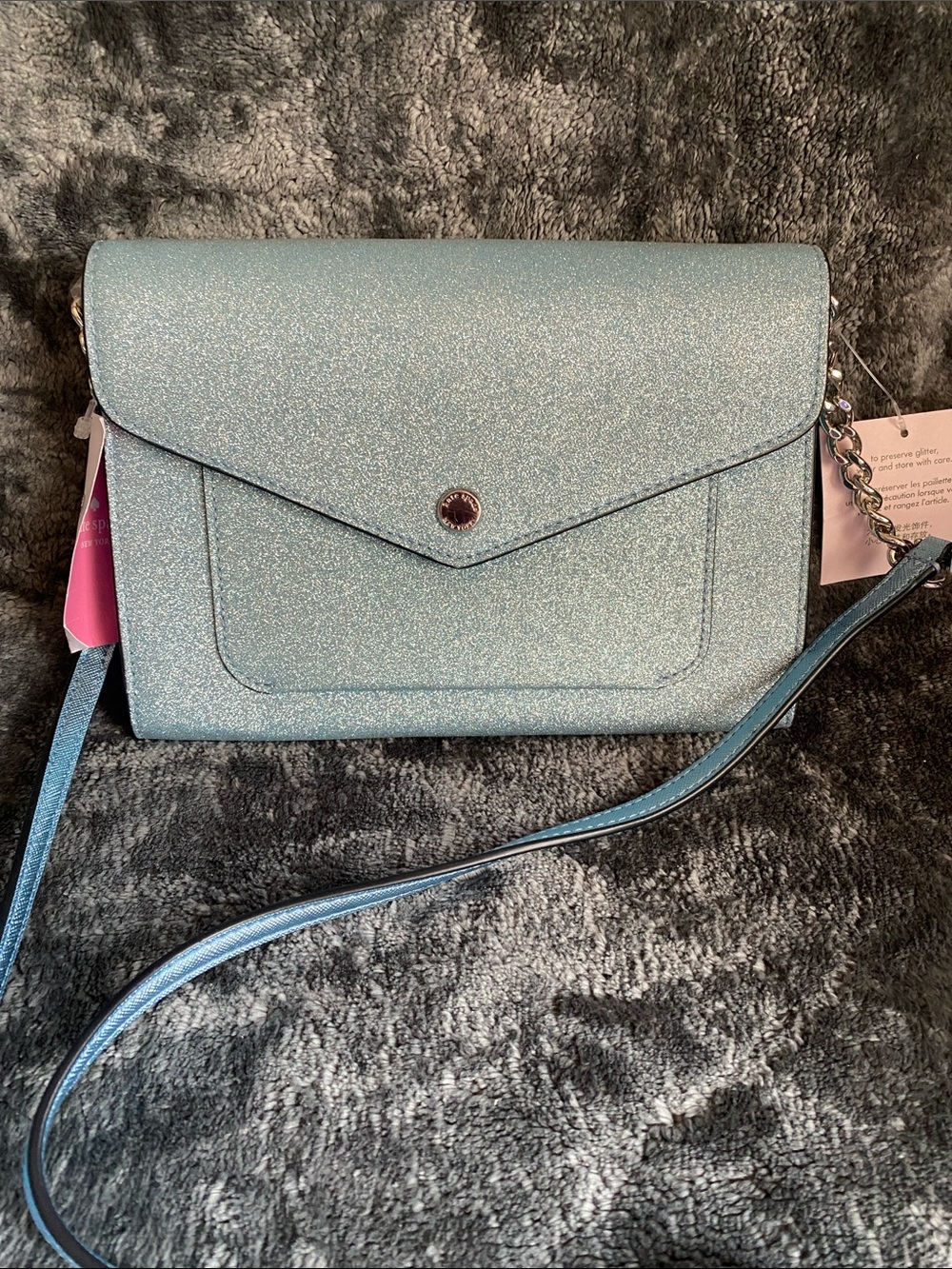 Glitter Envelope Crossbody Bag - Light Blue Kate Spade